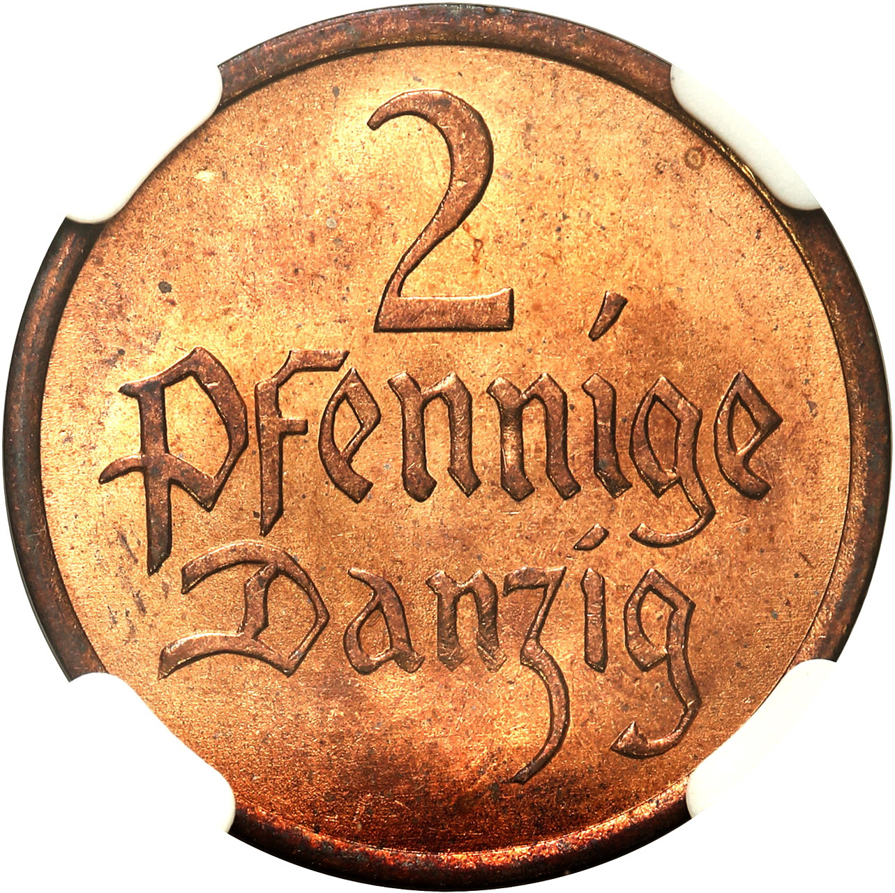 Wolne Miasto Gdańsk/Danzig. 2 fenigi 1937 NGC MS63+ RD (2 MAX)